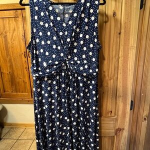 Croft & Barrow Blue and White Dot Maxi Dress